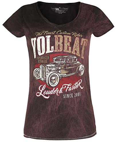 Volbeat Louder and Faster Frauen T-Shirt dunkelrot L 100% Baumwolle Band-Merch, Bands