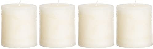 Brandsseller 4er Set Stumpenkerzen 7x10 cm – durchgefärbt & aus Paraffin – rustikale Kerzen mit langer Brenndauer – Dekokerzen für Tischdeko, Weihnachten & Feste – Creme