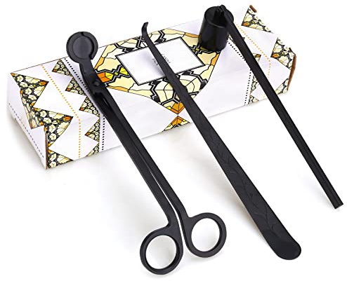 Noneea Kerze Nase Ringer, Kerze Docht Trimmer Zubehör Set, Docht Dipper mit Geschenkverpackung, Kerze Dochtschneider (Schwarz)