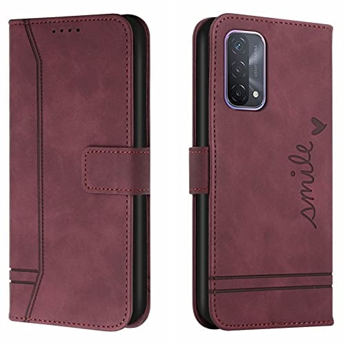 Lihondar Kompatibel mit Oppo A54 5G/A74 5G/A93 5G Hülle, Handyhülle Oppo A54 5G/A74 5G/A93 5G, Premium Leder Klappbar Schutzhülle Tasche Wallet mit Brieftasche Cover Flip Case Klapphülle (Rot)