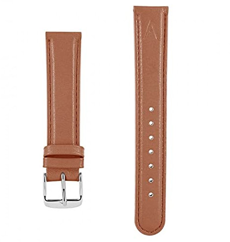 Akteo Uhrenarmband Leder Couture Schliesse Silber 18 Hellbraun