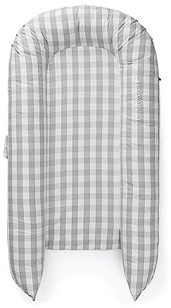 DockATot Grand Dock Nido para Bebés - Nido ligero y multifuncional para niños pequeños - Funda extraíble 100% de algodón para facilitar la limpieza - Para niños de 9 a 36 meses - Stone Gingham
