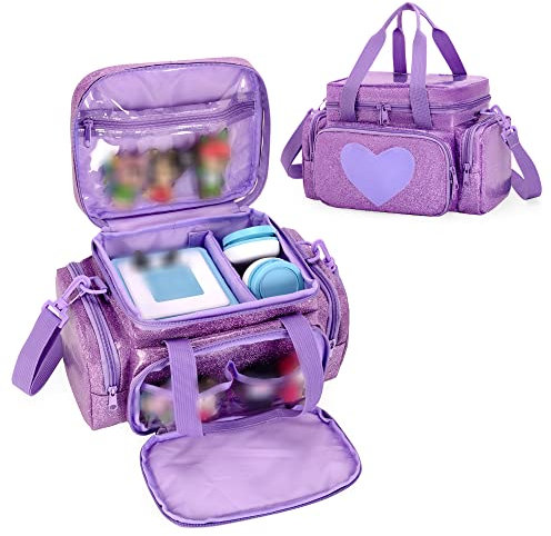 LoDrid Carrying Case Compatible with Tonie, Storage Bag Organizer for Audio Player Set and Accessories with Handle and Shoulder Strap, Purple, Bag Only, Patented Design
