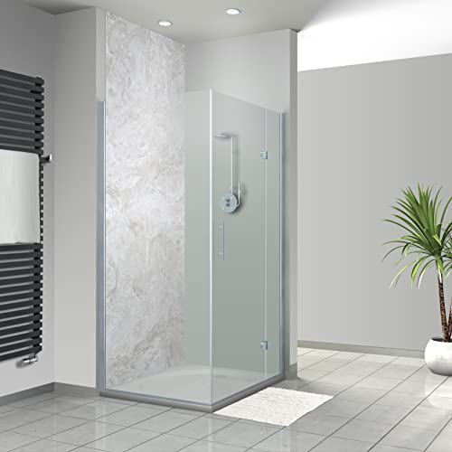 WANDFREUDE individuelle Duschrückwand Aluverbundplatte auf Maß (1 Stück - Grauweißer Marmor - Seidenmatt) – Dusche Wandverkleidung Duschwandverkleidung Duschrückwände
