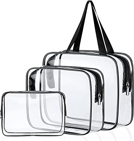 Borsa Trasparente,Astuccio Trasparente,Porta Trucchi da Viaggio Portatili,3 Pezzi Beauty Case Trasparente,Pochette Trasparente con Cerniera per Famiglia,Viaggiare,Multi-Dimensioni