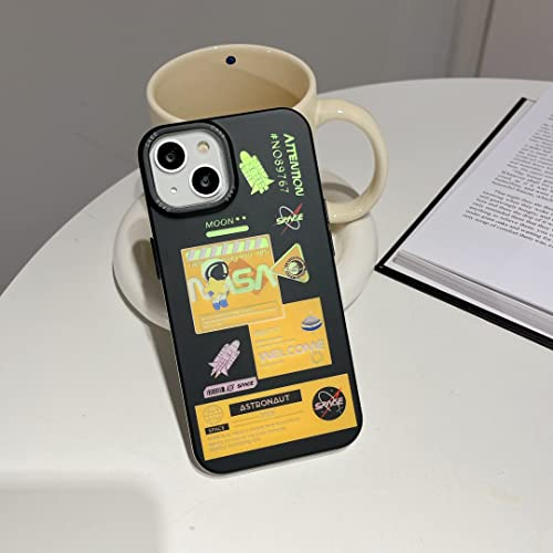 Yonds Queen Schutzhülle für iPhone 13, Coole Cartoon Astronauten Weltraumrakete Mond Laser Glitzer Bling Design stilvolle Bumper stoßfest Schutzhülle (Yollow Rocket, iPhone 13)