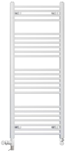400mm Wide White Dual Fuel Electric Radiator Bathroom Towel Rail Radiator With Thermostatic and Standard Electric Element UK (400 x 1200 mm (h), Standard Electric Element)