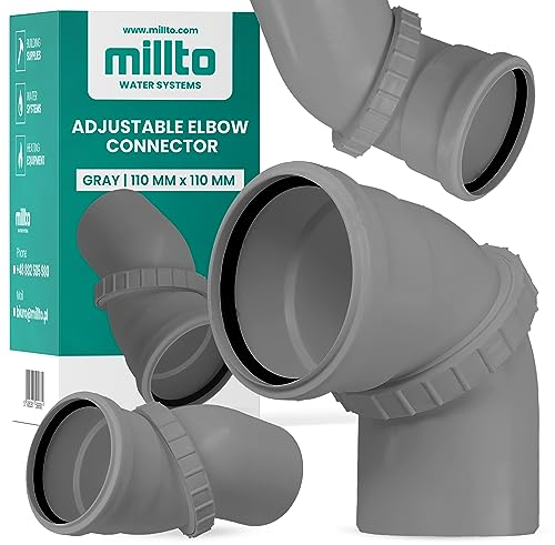 Millto™ Abwasser Verdrehung Bogen 110 mm Bodenrohr Abfallrohrkrümmer Einstellbar Abflussrohr Abwasserkanalisation Winkel Kunststoff PP Anschlussstück Formstücke