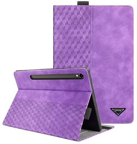 CXTCASE Custodia per Samsung Galaxy Tab S7 2020 (T870/T875) / S8 2022 (X700/X706) / S9 2023 (X710/X716B/X718U), Intelligente Tablet PU Cover Samsung Galaxy Tab S7/S8/S9 Tablet Custodia, Viola