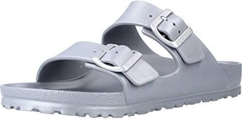 Birkenstock Arizona Eva 1003491 Silver Grigio Ciabatte Donna Fibbie Gomma 38