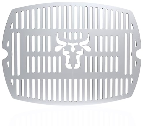 tuning-art EG01 Edelstahl Grillrost Set kompatibel mit Weber Q100er Serie | Q1000er Serie | Rostfrei | Bullendesign | Spülmaschinenfest, Größe:Q1er Rost Bulle