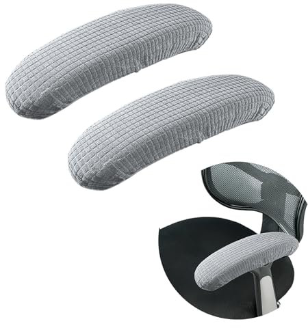 heavenlife 1 Paar Bürostuhl Armlehnenbezug, Abnehmbarer Armlehnenbezug, Armlehnenbezug Bürostuhl, Stuhl Armlehne Pad Covers für Zuhause, Büro und Bar, Schwarz, Dunkelgrau