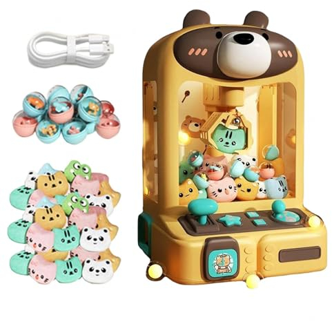 Candy Grabber , Distributeur De Poupées Arcade avec Lumières Et Musique,30 Peluches Et 10 Gashapons , Machine a Bonbon avec Pince pour Les Cadeaux d'anniversaire De Noël,Bear