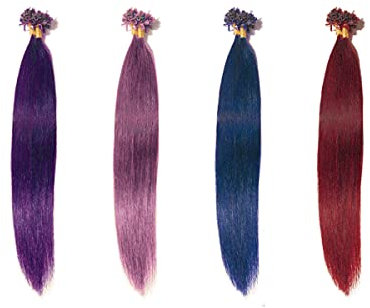 25 ciocche extension cheratina Socap 50 cm Capelli lisci naturali colore VIOLA