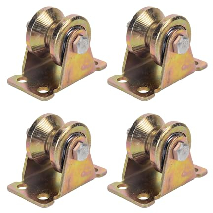 4 Pcs V Groove Pulley Wheels, Pulley Wheel, Small Wheels, Pulley System, Rope Pulley, pulley block, Heavy Duty Rigid Caster V Groove Track Roller for Sliding Gate Load Capacity 440 lbs/200kg.