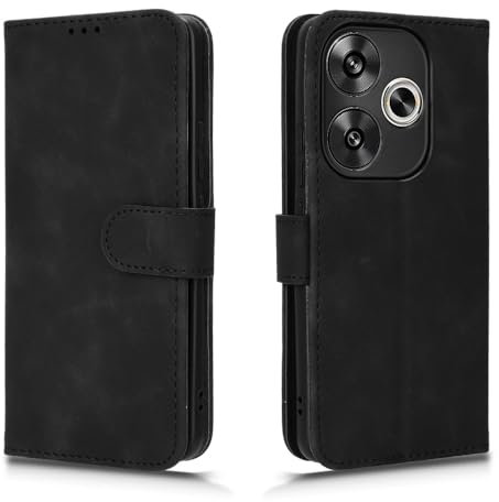 HAOYE Coque pour Xiaomi Poco F6 5G, Etui Protection Housse Premium en Cuir PU Flip Case Portefeuille ave ID Carte de Crédit Slot Fermeture Magnétique, Noir