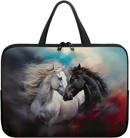 Belidome Laptoptasche mit Pferde-Motiv, Schutzhülle, tragbare Laptop-Tragetasche, 43,2 cm (17 Zoll)