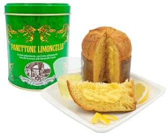 Chiostro di Saronno Handwerklicher Mini-Panettone mit Limoncello-Creme 100 g, Langsam Fermentierter Panettone, Limoncello-Panettone, Ohne Kandierte Früchte und Sultaninen, Grüne Blechdose