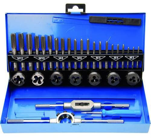 FIVMEN 32 tlg Gewindeschneider Set Gewindeschneidsatz aus Sthal Bohrer Werkzeuge Feingewinde Gewinde Schneider M3, M4, M5, M6, M8, M10, M12 inkl. Aufbewahrungskoffer