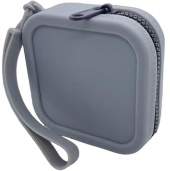 Portamonete in silicone, portafoglio quadrato per cambiare, cerniera per cuffie, organizer portatile per cosmetici, portamonete per chiavi, carte, grigio, Refer to , Unisex