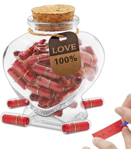 Hioph 50PCS Capsule Letters Message in a Bottle Glass,Love Capsule Letters Romantic Boyfriend Gifts,Capsule Message for Boyfriend/Girlfriend,Love Letter for Valentines Day, Anniversary, Birthday(Red)