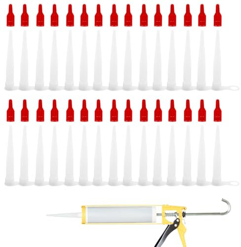 50 pezzi Ugelli In Silicone con Tappi Ugelli Per Calafataggio Punte per Cartucce Beccucci per Cartuccia in Silicone per Pistola per Silicone e Sigillante Adesivo