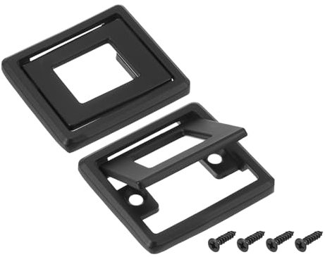 sourcing map 2 Pcs Flush Pull Handle, 1.3 Inch Hole Center Hidden Recessed Furniture Grip Cabinets Door Square Pull Ring Handles with Screws for Drawers Cupboard, 2 Inch Length, Black