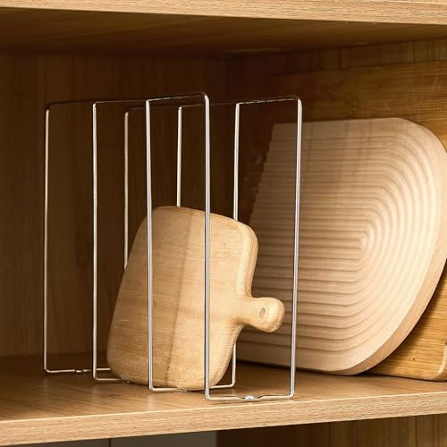 Blulu U Shaped Cookie Sheet Organizer for Cabinet Baking Sheet Organizer Kitchen Cabinet Dividers Vertical Chrome Pan Rack Storage Wires Tray Dividers Face Opening of 3.5