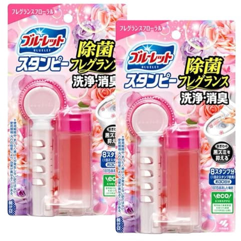 Kobayashi Japanese Toilet Cleaning Gel Floral Fragrance Bluelet Stampy Gel 28g (Pack of 2)