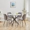DEYARNA HOME Essgruppe 5-Teilig, 100cm Runder Esstisch und 4 Leinen-Esszimmerstühle, Esstisch und Stühle für 4 Personen, 4 Stühle & Tisch für Küche, Esszimmer und Wohnzimmer (Weiß/Schwarz+Grau)