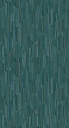 Origin papier peint panoramique imitation bois en 3D bleu canard 150 x 279 cm Wallcoverings