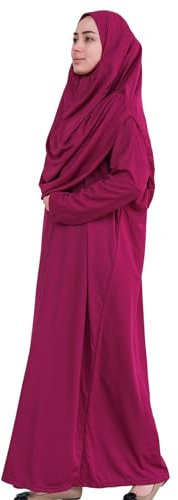 Gebetskleid für Frauen | Einteilige langärmelige Gebetskleider für Hijab-Damen | Langes Maxi-Anbetungskleid (DE/NL/SE/PL, Alphanumerisch, XS, XXL, Regular, Regular, Zwetschge)