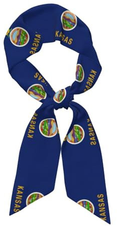 JIUTY Kansas Seidenschal, Motiv: Staatsflagge, für Frühling, Herbst, weiche Schals, Damen-Halsbekleidung für Abendkleider, Reisen, Schwarz , One size