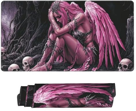 Gaming Mauspad, Mauspad XXL 900 x 400 x 3 mm Mousepad Sad Angel Mauspad Gaming Zubehör mit Anti Rutsch Basis Mouse Pad Wasserdicht und Langlebig für Maus und Tastatur, Home Dekor, Gaming Zubehör m-959