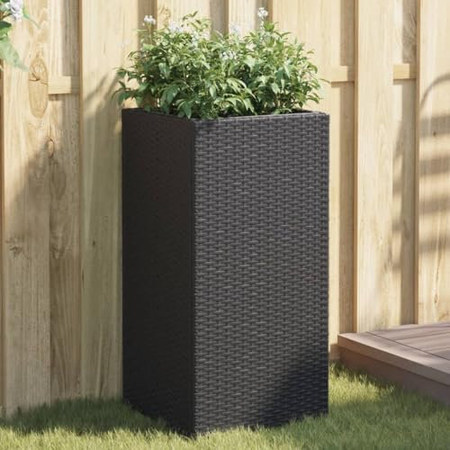 Lauuoeriau Home Garden Pot de fleurs en polyrotin Noir 40 x 40 x 80 cm