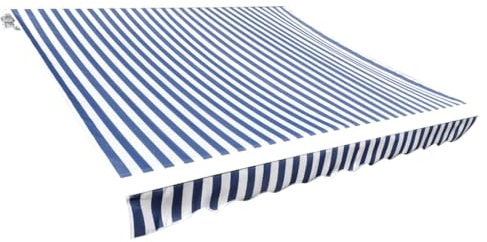 AUVYI Markisenstoff 3x2,5 m Blau und Weiß Markisen Ersatzstoff Markisentuch Sonnenschutz Markisenzubehör