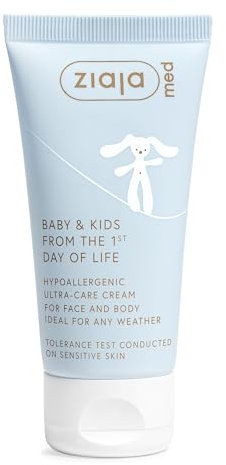BABY & KIDS Crema Facial y Corporal Ultra-Care para Bebés | Hidratante Hipoalergénica Recién Nacido | Sin Perfume | 96% Ingredientes Naturales | 50 ml de ZIAJA MED