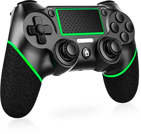 Holilo Mando para PS-4, Game Mando Inalámbrico para P-S4/Slim/Pro Gamepad Joystick con Dual Vibración/6 Axis Gyro Sensor/Activación/Touch Panel/Audio Jack Speaker(Verde)