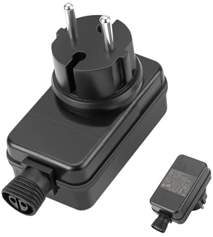 12V 2A LED-Netzteil Transformator, Wasserdichter IP44 Niederspannungsadapter, Lichterkette Netzteil Adapter, EU Stecker für LED-Lichterketten, Eiszapfenlichter, Weihnachtsdeko, Vorhangleuchten, Balkon