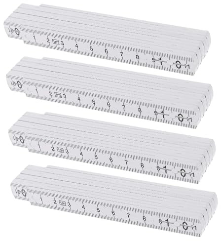 Gliedermaßstab, 4 Stück Mini Zollstock 1M Meterstab, Praktischer Faltbarer Gliedermaßstab Mit 10 Glieder, Für DIY-Projekte, Baustelle Und Werkstatt, Weiß
