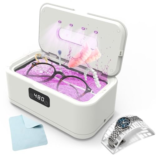 Ultraschallreinigungsgerät zahnschiene 49000Hz,Brillenreinigungsgerät 800ml Ultrasonic Cleaner,U-V Ultraschallreiniger mit 5 Zeitfunktionen,Ultraschallgerät für hörgeräte,Uhren,Ringe,Zahnprothesen