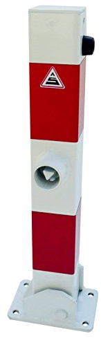 BAUZAUNWELT Absperrpfosten 70 x 70 mm umlegbar für Dübelbefestigung mit Dreikantverschluss nach DIN 3223
