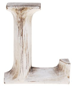 kadoh Holzbuchstabe L (8 cm) zum Aufstellen Handgemachte Buchstaben aus Holz im Vintage-Look als Deko (Creme-Weiß Vintage)