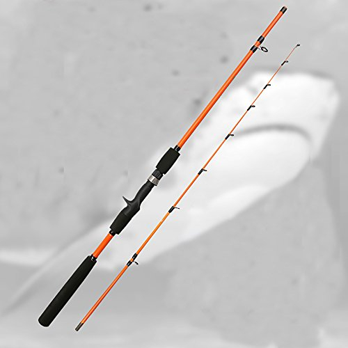 YONII Köder Angelrute Langstrecken Wurfrute Spinnrute Ultra Light 1,6 m 1,8 m 2,1 m 2,4 m für Süßwasser-Salzwasserfischen etc (Fluorescent orange, 1.6m)