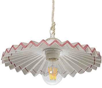 VANNI LAMPADARI - Sospensione Plissè in Ceramica - Lampadario Decorato a Mano per Soggiorno, Camera da Letto, Taverna, Cucina - Stile Rustico - 30 cm, Rosa