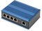 DIGITUS PoE Netzwerk-Switch - 5-Port Gigabit Ethernet - DIN-Rail Montage - Klemmleiste - Lüfterlos - Schwarz/Blau