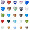 Pandahall - 100 perline con lamina d’argento, 12 ~ 20 mm x 12 ~ 21 mm x 8 ~ 13,5 mm, a forma di cuore, in stile misto, perline in vetro di Murano, per la creazione di gioielli