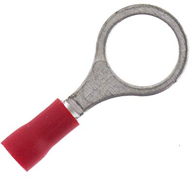 25 Stück Ringkabelschuhe SeKi 0,50-1,50mm², Loch-Ø M10 I rot I Quetschverbinder teilisoliert PVC I Kabelschuh aus Kupfer verzinnt