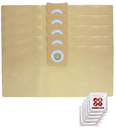 SPARES2GO Lot de 5 Sacs à Poussière compatible avec Titan 16L 20L 30L 40L Aspirateur + Pastilles Désodorisantes