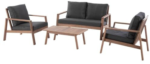 Hespéride - Gartengarnitur Tiwi Akazie - 4 Sitze - Polyester, FSC® - Kohlenstoff/Akazie